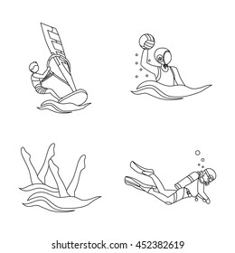 Water sports vector icons