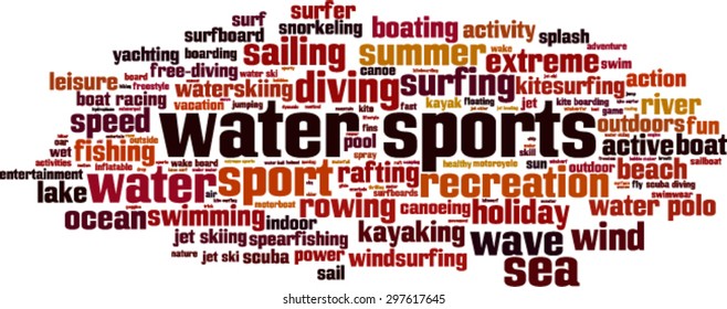 Water sports word cloud concept. Vector illustration