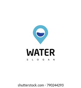 Water Spot Logo, Beach Or Pool Place Logo