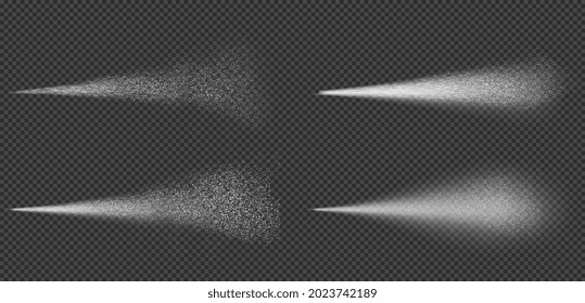 Water spray, cosmetic design, white smoke, dust and dots, spray mist. Vector illustration.