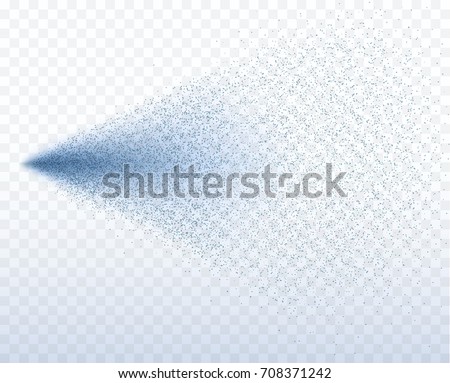 Water spray effect isolated on transparent background. Realistic fountain, air freshener, shower splash pattern. Vector mist or fog particles stream template