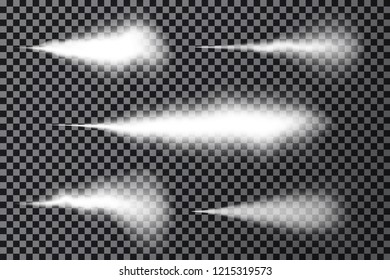 Water spray effect, white smoke or mist isolated on transparent background. Sprayer fog effect with dust. Vector