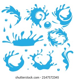 Water. Spray and spray. Kit. Vector image.