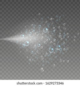 Water spray mist of atomizer.Vector cosmetic effect illustration