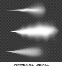 Water spray, mist and smoke effect. White spray effect with dust on transparent background. Vector