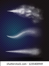 Water spray mist vector collection. Sprayer fog set on black transparent background