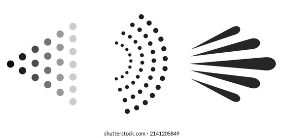 Water spray vector icons isolated on white background, nozzle spray for paint aerosol or deodorant jet