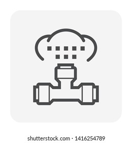 Water sprayer icon. Also called spider and nozzle spray. Part of water mist system used to spray liquid or humidity fog watering. To apply herbicide, pesticide and fertilizer on agricultural crop.