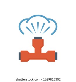 Water sprayer icon. Also called spider and nozzle spray. Part of water mist system used to spray liquid or humidity fog watering. To apply herbicide, pesticide and fertilizer on agricultural crop.
