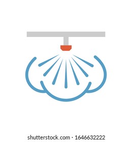 Water sprayer icon. Also called spider and nozzle spray. Part of water mist system used to spray liquid or humidity fog watering. To apply herbicide, pesticide and fertilizer on agricultural crop.