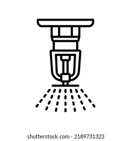 Water sprinkler for extinguishing fire icon in black outline style