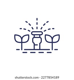 water sprinkler, irrigation for plants line icon