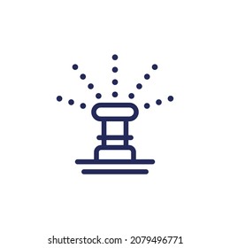 water sprinkler, irrigation system line icon on white
