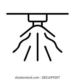 Water sprinkler line icon representing irrigation or fire suppression for gardening or safety vector.