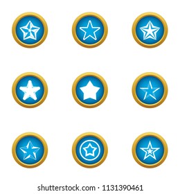 Water star icons set. Flat set of 9 water star vector icons for web isolated on white background