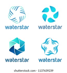 Water star vector logo design template. Water logo collection.