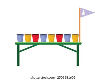Water station for runners. Dehydrating runners. Refreshing pit stop at the water station! 