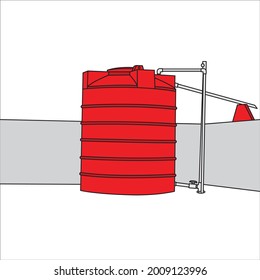 Almacenamiento de agua de plástico tanque de línea vectorial arte.