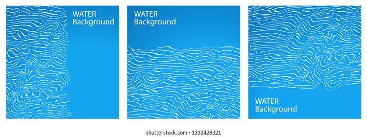 Water. Stylized background. Set. Vector image.
