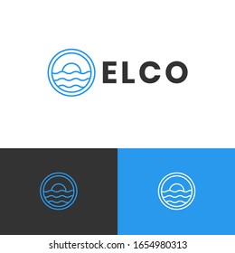 Concepto de diseño del logotipo del emblema de viaje con sistema de línea. Vector para empresas. Eps 10 de moda