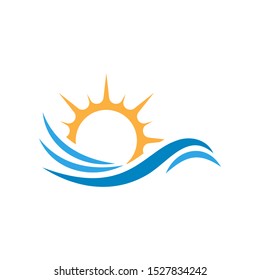 Water and sun icon graphic design template vector