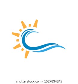Water and sun icon graphic design template vector