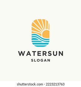 Water sun logo icon design template vector illustration