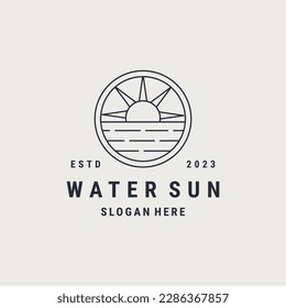 Water sun logo vector icon illustration hipster vintage retro .