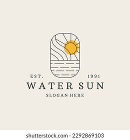 Water sun logo vector icon illustration hipster vintage retro .