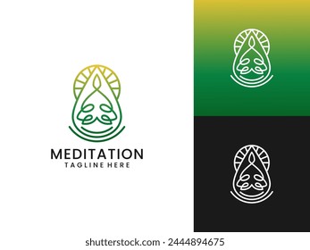 Water and sun meditation yoga logo design