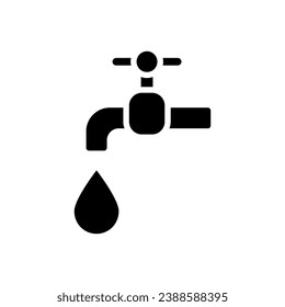 Water supply black glyph icon. Domestic usage. Drinking water distribution. Public utility service. Plumbing. Silhouette symbol on white space. Solid pictogram. Vector isolated illustration