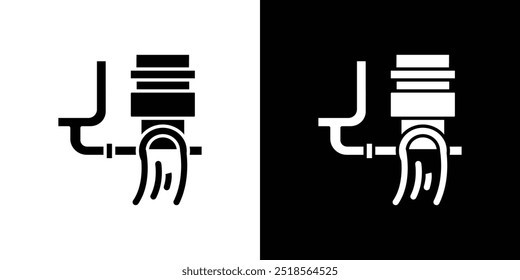 Water supply drain icon Flat fill set collection