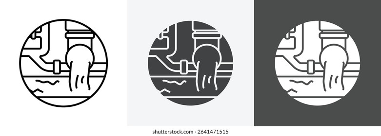 Water supply drain icon set vector art