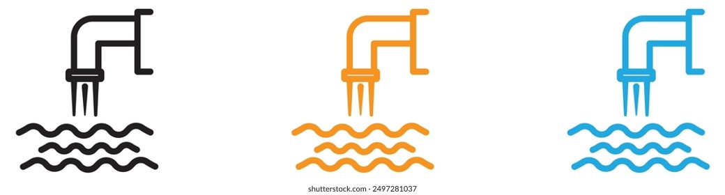 Water supply drain icon vector logo set collection for web app ui