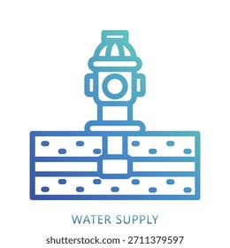 Water Supply Gradient Icon Mini Illustration, Use For Modern Concept, Print, Ui, Ux Kit, Web And App Development. Vector Related To Firefighter, Rescue And More