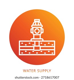 Water Supply Gradient Icon Mini Illustration, Use For Modern Concept, Print, Ui, Ux Kit, Web And App Development. Vector Related To Firefighter, Rescue And More
