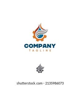 Water supply heating air conditioning repair plumbing gear vector logo