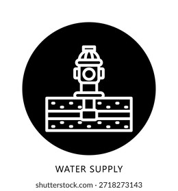 Icono De Suministro De Agua Icono Botón Mini Ilustración, Uso Para El Concepto Moderno, Impresión, Ui, Ux Kit, Web Y Desarrollo De App. Vector Relacionado Con Bomberos, Rescate Y Más