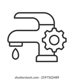 Water Supply icon in line design. Water, supply, pipeline, faucet, water flow, tap, plumbing on white background vector. Water Supply editable stroke icon