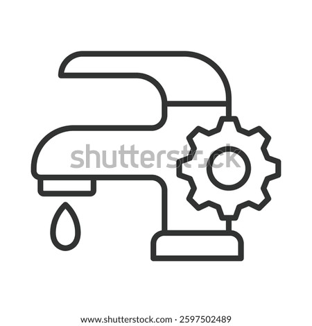 Water Supply icon in line design. Water, supply, pipeline, faucet, water flow, tap, plumbing on white background vector. Water Supply editable stroke icon