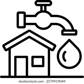 Water Supply Icon Line Vector Illustration