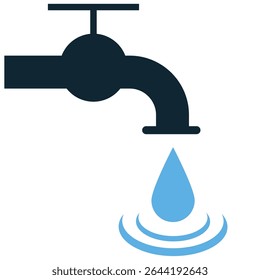 Vetor de ícone de abastecimento de água, representando hidratação, recursos e infraestrutura. Ideal para temas de serviços públicos, água limpa, encanamento e gestão ambiental.