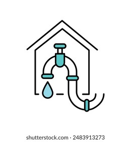 Water supply line color icon.  Sign for web page, mobile app, button, logo. Vector isolated button. Editable stroke.