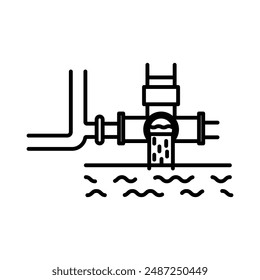 Marca de logotipo lineal de suministro de agua en blanco y negro