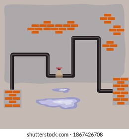 Water Supply Repair.Plumber design  concept set. Vector illustration.