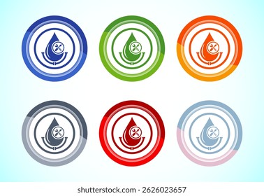Water supply service icon design illustration. Plumbing repair service sign symbol 6 color button design set