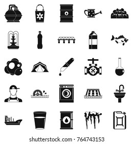 Water supply system icons set. Simple set of 25 water supply system vector icons for web isolated on white background