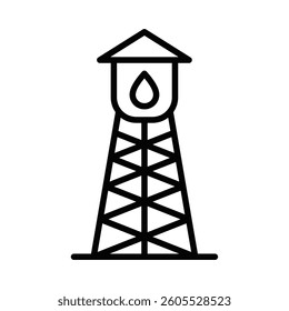 Water supply tower vector icon. Editable stroke.