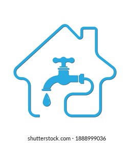 Water supply, utility icon. Vector stock illustration, flat style