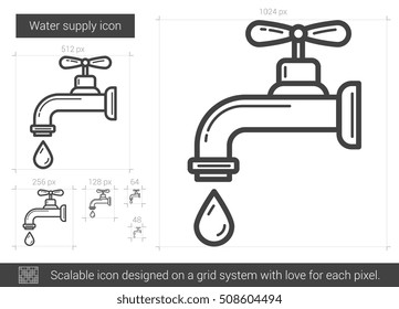 Water supply vector line icon isolated on white background. Water supply line icon for infographic, website or app. Scalable icon designed on a grid system.